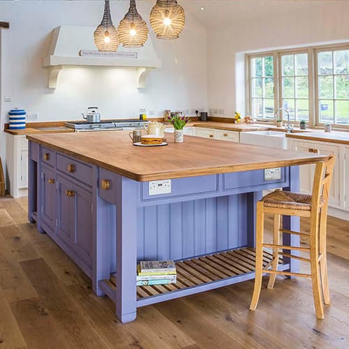 blue kitchen island