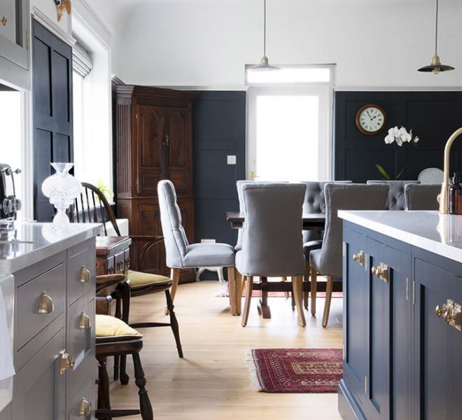 room view of dining table and seating