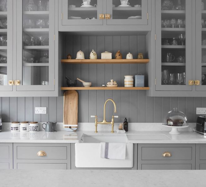 kitchen worktop with sink in centre