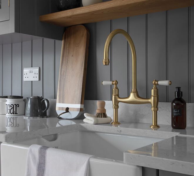 gold tap over sink