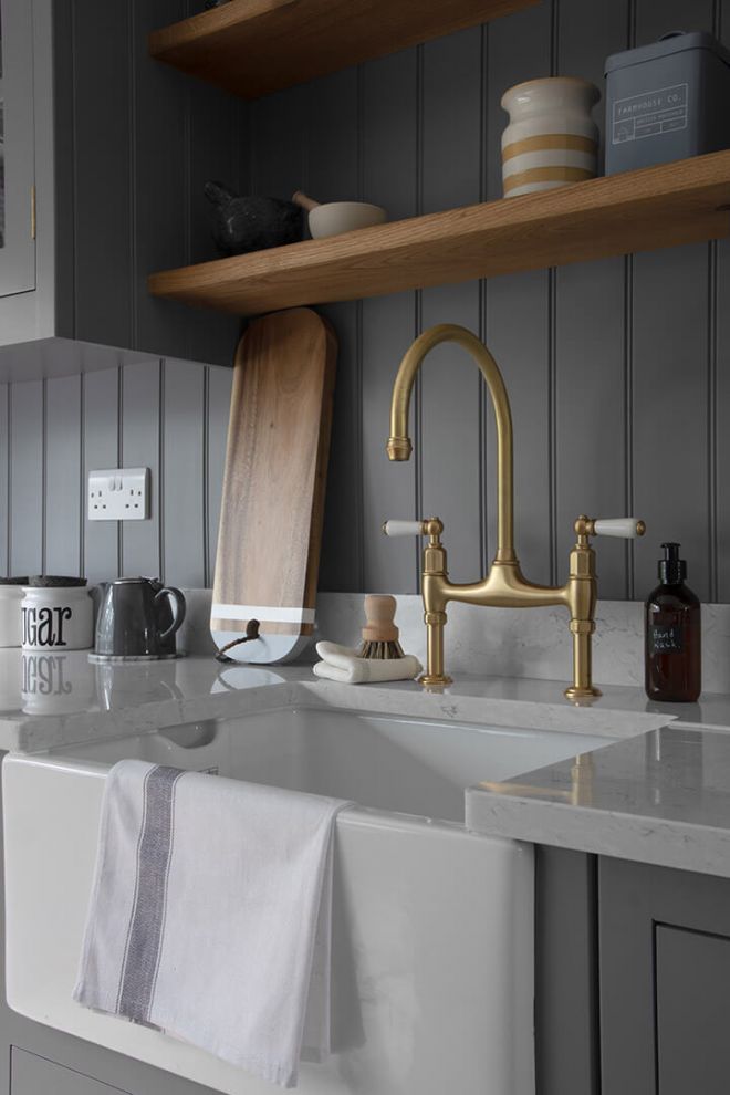 gold tap over sink