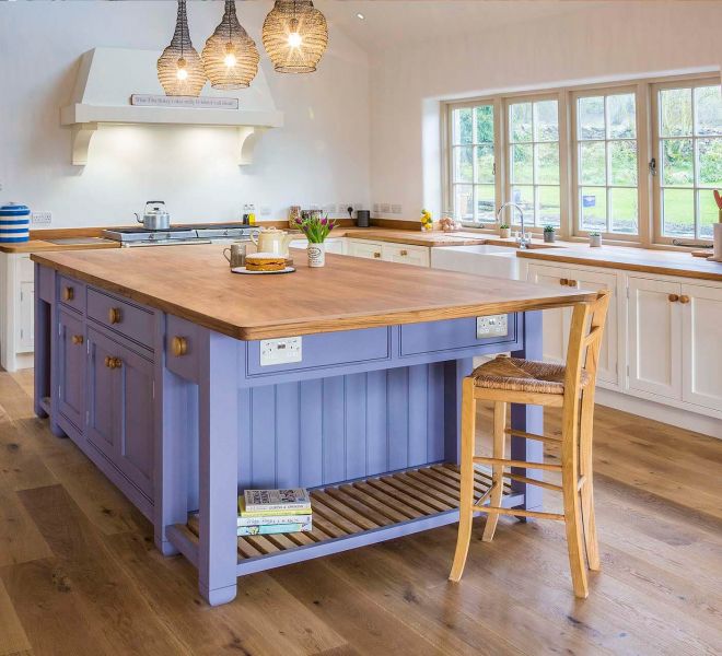 blue kitchen island