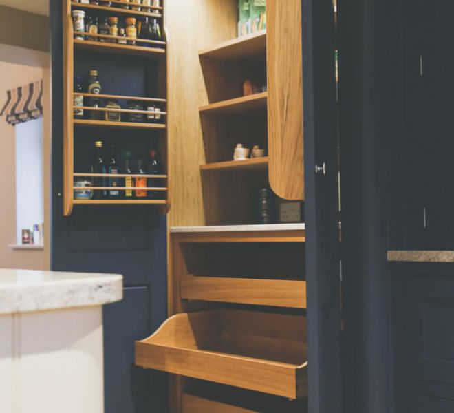 blue kitchen cupboard