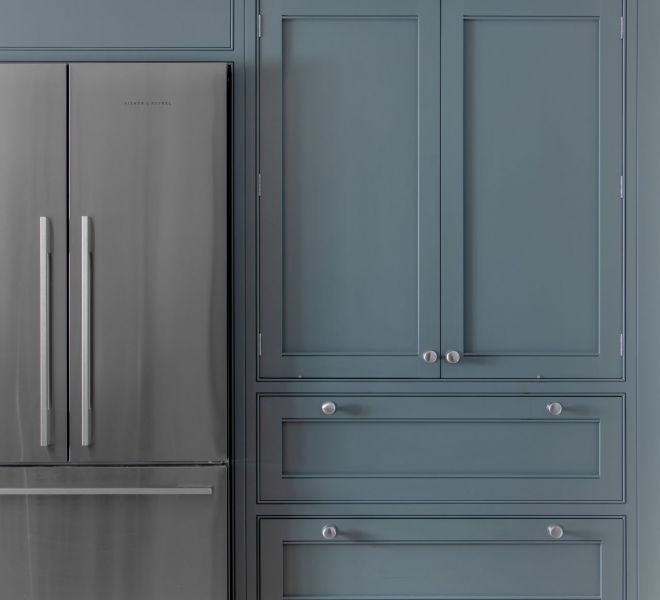 blue/grey kitchen cabinets